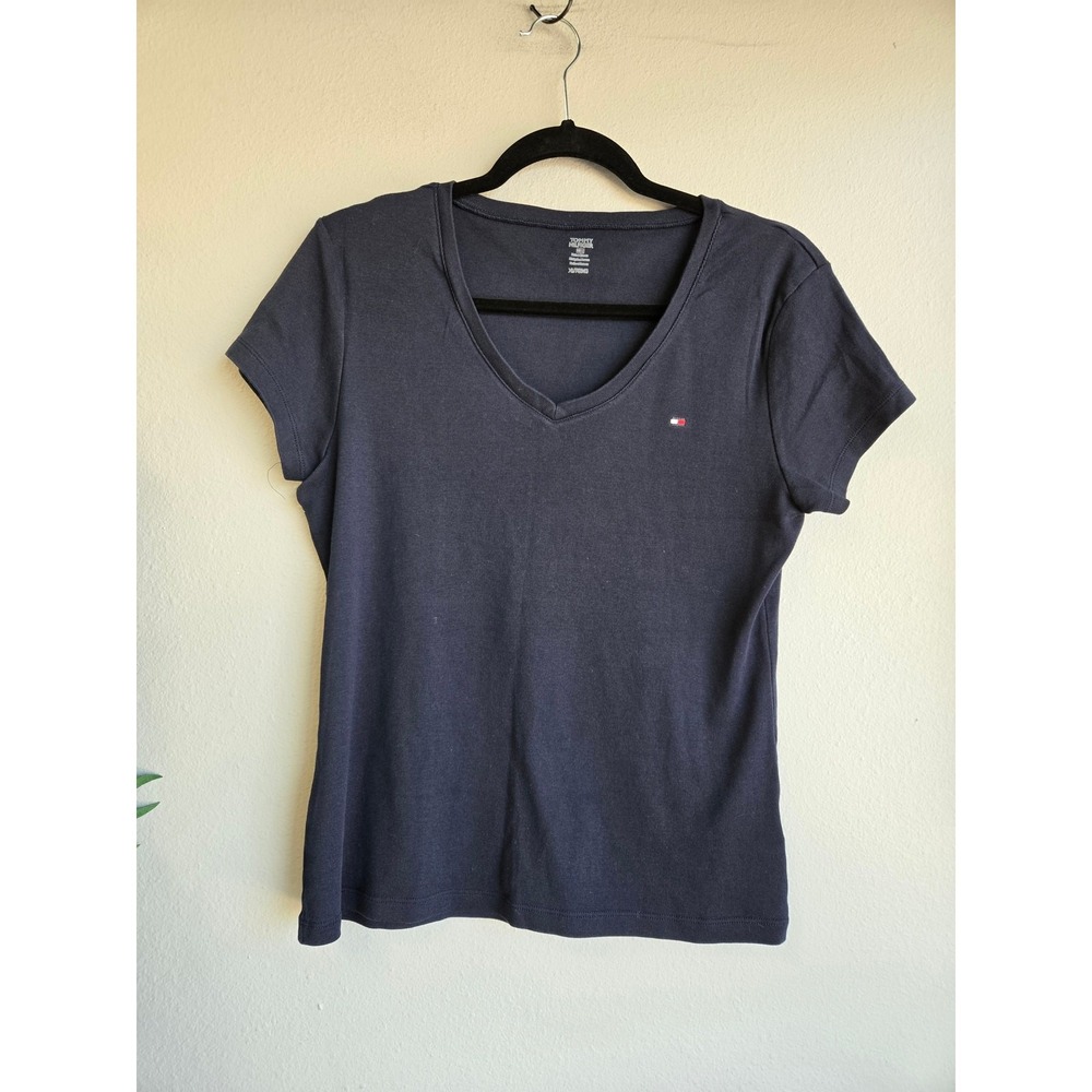 Tommy Hilfiger Classic Cotton Logo Embroidered V-Neck‎ Short Sleeve Tee XL